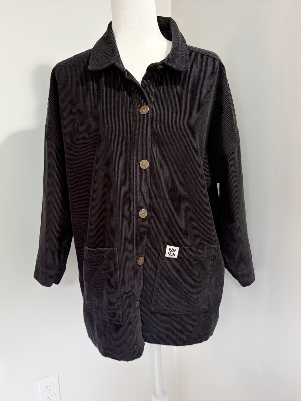 Lucy & Yak Olly Corduroy Jacket Size XS Black Oversized Boxy Chore Coat